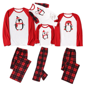 Family Matching Penguin Print Christmas Gamily Pajamas Set