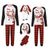 Reindeer Letter Print Ragaln-sleeve Red Plaid Pajamas Sets