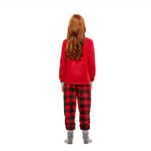 Christmas Family Matching Xmas Reindeer Tops Plaid Pants Pajamas Set