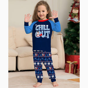 Blue Snowman Print Christmas Family Matching Pajamas