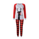 Christmas Family Matching Xmas Reindeer Tops Plaid Pants Pajamas Set