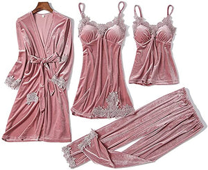 🎁Early Christmas Sale💥Women Sexy Velvet Pajamas Sets (4 Pieces)