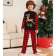 Christmas Gold Reindeer Print Red Plaid Family Matching Pajamas Sets