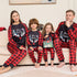 Merry Christmas Elk Antlers Plaid Print Christmas Family Pajamas