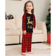 Christmas Gold Reindeer Print Red Plaid Family Matching Pajamas Sets