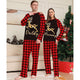 Christmas Gold Reindeer Print Red Plaid Family Matching Pajamas Sets