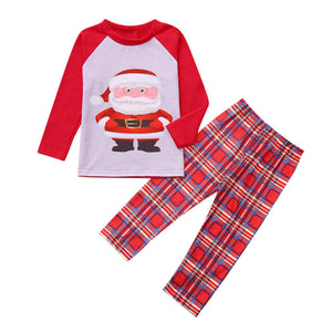 Santa Claus Check Parent-child Pajamas Set