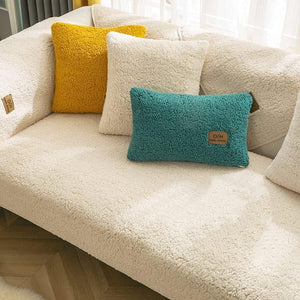 Thick Fuzzy Sherpa Fleece Non-Slip Sofa Cover